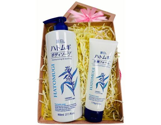 Hộp Quà Sữa Tắm 800ml & Sữa Rửa Mặt 170g Hatomugi