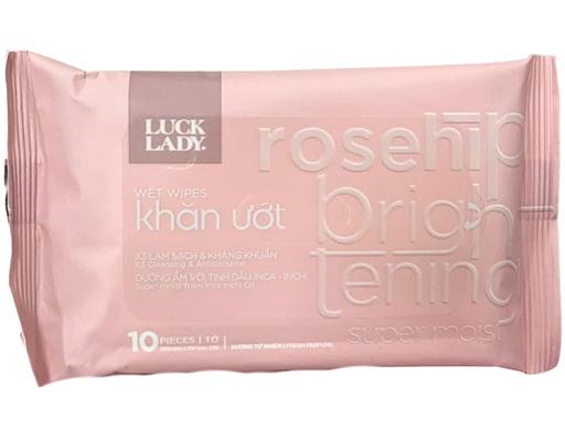 Khăn Ướt Hương Tự Nhiên Dưỡng Sáng Rosehip Brighttening 10 Tờ Luck Lady