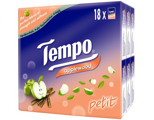 Khăn Giấy Bỏ Túi Petit Hương Gỗ Táo 4 Lớp - Lốc 18 Gói Tempo
