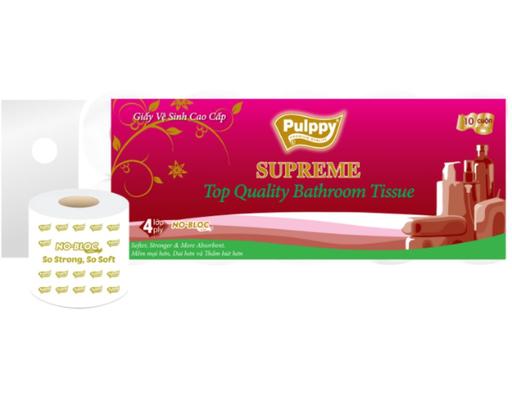 Giấy Vệ Sinh Cao Cấp Supreme Lõi 4 Lớp 10 Cuộn Pulppy