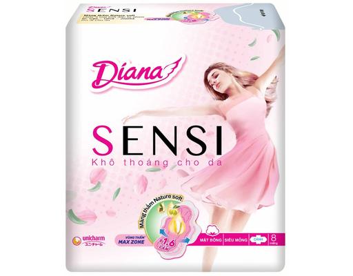 Băng Vệ Sinh Sensi Siêu Mỏng Cánh 23cm 8 miếng Diana