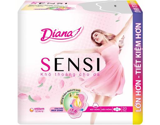 Băng Vệ Sinh Sensi Siêu Mỏng Cánh 23cm 20 miếng Diana