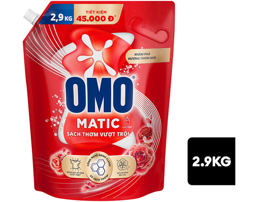 Nước Giặt Cửa Trên Sạch Thơm Vượt Trội 2.9kg OMO