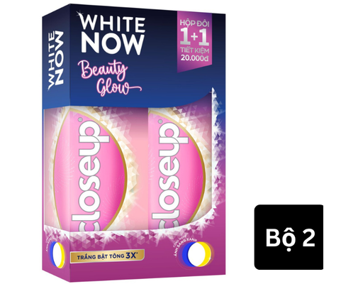 Bộ Đôi Kem Đánh Răng Trắng Bật Tông White Now Beauty Glow 100g Closeup