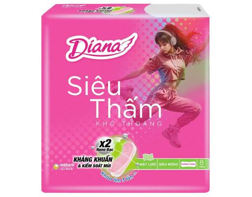 Băng Vệ Sinh Siêu Thấm Siêu Mỏng Không Cánh 8 Miếng Diana