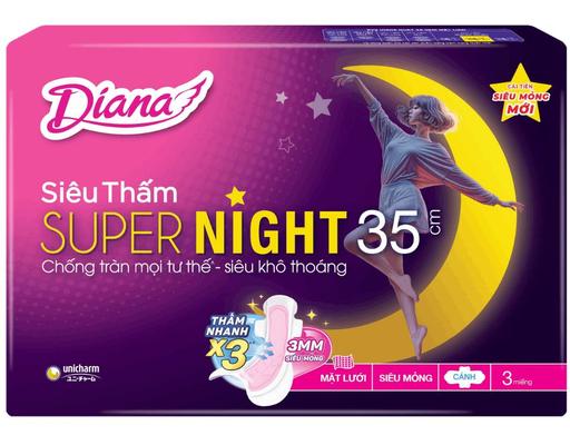 Băng Vệ Sinh Ban Đêm Mặt Lưới Super Night 35cm 3 Miếng Diana