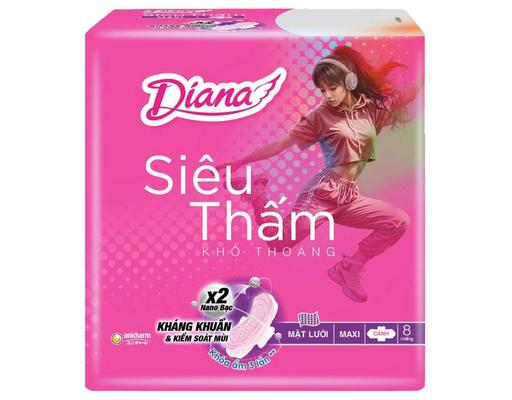 Băng Vệ Sinh Siêu Thấm Maxi Cánh 8 Miếng Diana