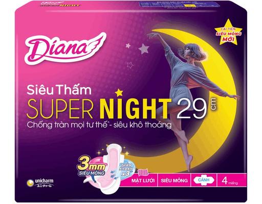 Băng Vệ Sinh Đêm Super 29cm 4 Miếng Diana