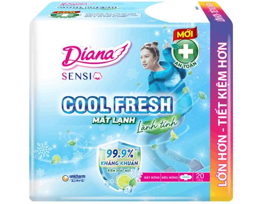 Băng Vệ Sinh Sensi Cool Fresh Siêu Mỏng Cánh Mát Lạnh 23cm 20 Miếng Diana