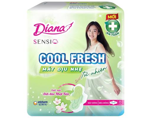 Băng Vệ Sinh Sensi Cool Fresh Siêu Mỏng Cánh Mát Dịu 23cm 8 Miếng Diana