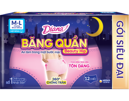 Băng Vệ Sinh Ban Đêm Dạng Quần Size M-L 12 Miếng Diana