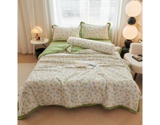Bộ Chăn Drap Gối Vải Đũi 180x200cm Kenhome
