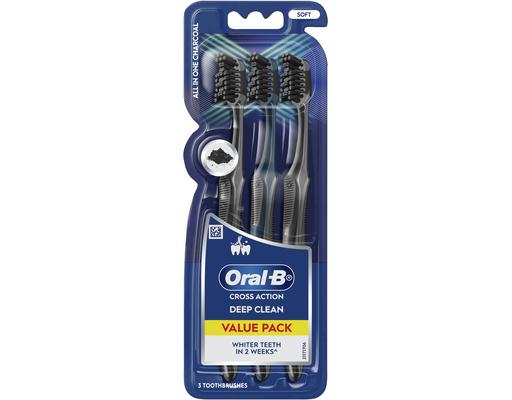 Vỉ 3 Bàn Chải Đánh Răng Than Hoạt Tính Cross Action Charcoal Oral-B