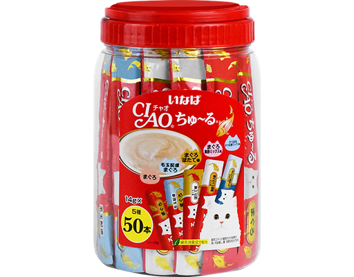 Hộp 50 Thanh Súp Thưởng Cho Mèo Mix Vị Cá Ngừ Mix Vị (Đỏ) - 50 Thanh x 14g (700g) CIAO