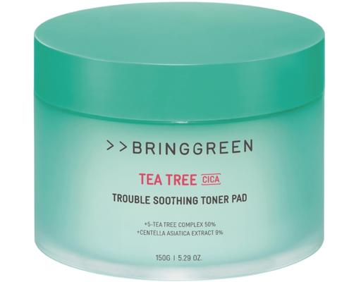 Toner Pad Làm Dịu Da Chiết Xuất Tràm Trà Rau Má Tea Tree Cica Soothing Toner Pad 150g Bring Green