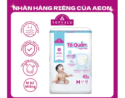 Tã Quần M62 Cho Bé Từ 6-11kg 62 Miếng TOPVALU