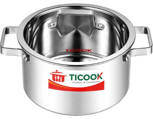 Nồi Inox 304 Nắp Kính Đáy Từ NTQV22 18cm Ticook