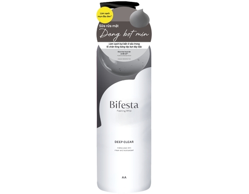 Sữa Rửa Mặt Dạng Bọt Làm Sạch Mụn Đầu Đen Foaming Whip Deep Clear 200g Bifesta
