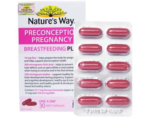 Thực Phẩm Bảo Vệ Sức Khỏe Viên Uống Bổ Sung DHA, Epa, Vitamin Và Khoáng Chất Trước Trong Và Sau Thai Kỳ Preconception Pregnancy Breastfeeding Plus 30 Viên Nature's Way