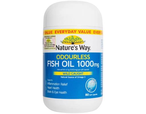Thực Phẩm Bảo Vệ Sức Khỏe Dầu Cá Thiên Nhiên Không Mùi Hỗ Trợ Mắt Và Não Odourless Fish Oil 80 Viên Nature's Way