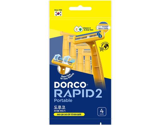 Dao Cạo Râu 2 Lưỡi Rapid 2 TNB200YL-4P - 4 Dao Cạo Râu DORCO