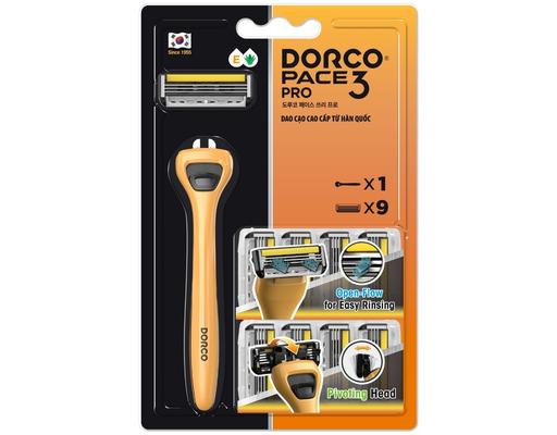 Dao Cạo Râu 3 Lưỡi Pace 3 Pro TRD7009-B - 1 Cán + 9 Đầu Dao Cạo DORCO