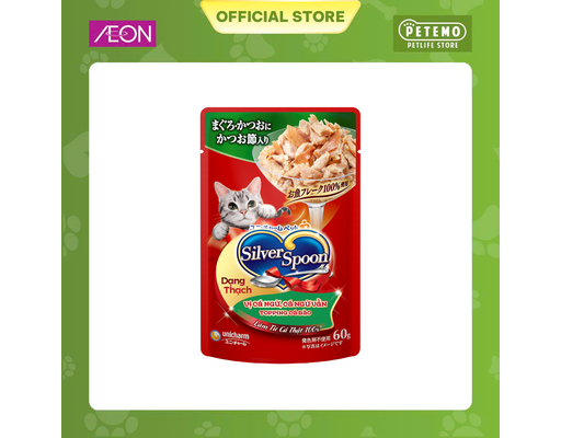 Pate Thạch Cho Mèo Từ 6 Tháng Tuổi Vị Cá Ngừ Và Cá Bào 60g Silver Spoon
