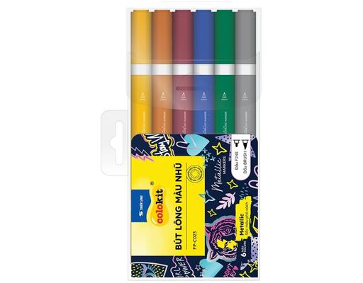 Bút Lông Màu Metalic FP-C023 Hộp 6 Màu Thiên Long