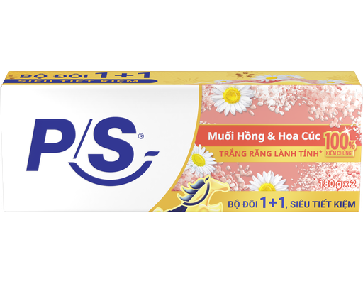 Bộ Đôi Kem Đánh Răng Muối Hồng Hoa Cúc 180g P/S