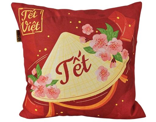 Gối Tựa Vải Bố 45x45cm Họa Tiết Dân Gian Kenhome