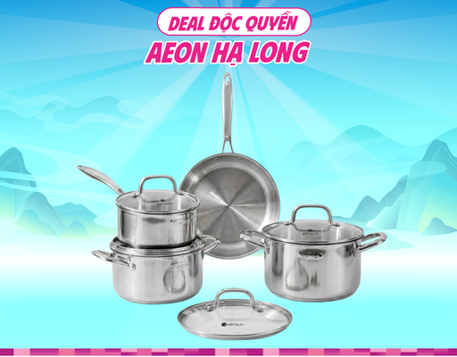 Bộ Nồi Inox Liền Khối EL2485IN02 Size 16,20,24, Chảo 26cm Elmich