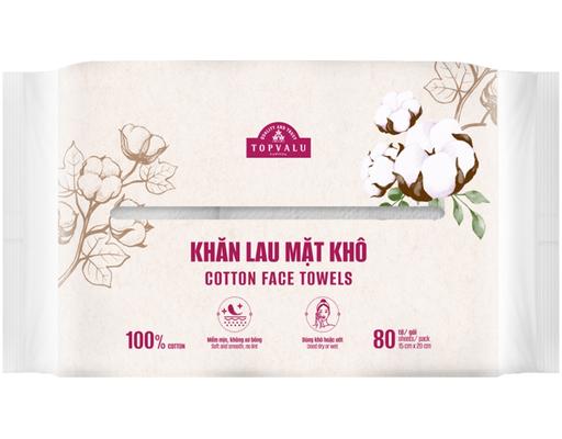 Khăn Lau Mặt Khô Cotton Face Towels 80 Tờ TOPVALU