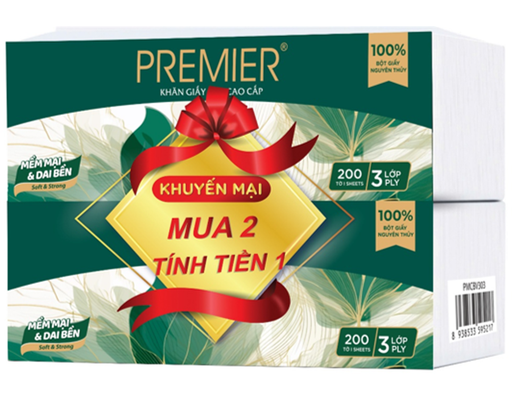 Khăn Giấy Lụa Rút 200 Tờ 3 Lớp Premier