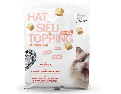 Thức Ăn Dạng Hạt Cho Mèo Topping Cá Ngừ Hỗ Trợ Búi Lông 1kg King's Pet