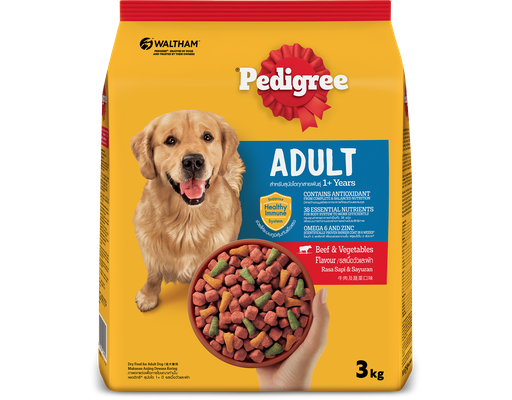 Thức Ăn Cho Chó Trưởng Thành Vị Bò & Rau Củ - 3kg Pedigree