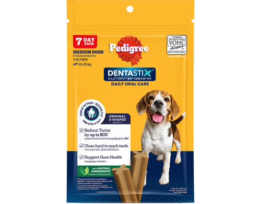 Bánh Xương Chăm Sóc Răng Vị Gà Cho Chó Trưởng Thành 10-25kg Dentastix - 172g (7 Thanh) Pedigree