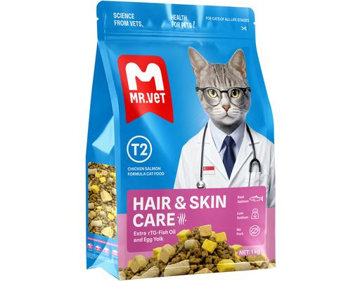 Thức Ăn Dạng Hạt Cho Mèo Vị Gà & Cá Hồi Da Và Lông Khỏe Mạnh T2 1kg Mr. Vet