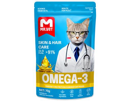 Pate Cho Mèo Cho Da Đẹp, Lông Bóng Khỏe Và Sáng Mắt Omega-3 70g Mr. Vet