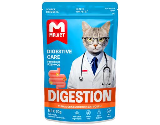 Pate Cho Mèo Vị Cá Ngừ & Cua Bảo Vệ Hệ Tiêu Hóa Digestion 70g Mr. Vet
