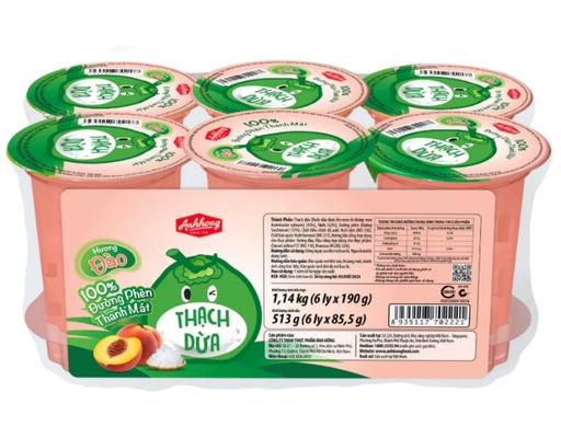 Lốc 6 Hộp Thạch Dừa Hương Đào 190g Ánh Hồng