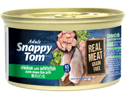 Pate Gà & Cá Trắng Lon 85g Snappy Tom