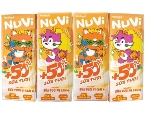 Lốc 4 Thức Uống Sữa Tươi Trái Cây Vị Cam 180ml Nuvi