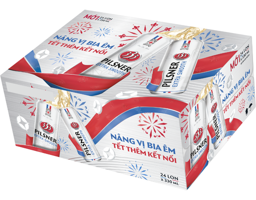 Thùng 24 Lon Bia 333 Pilsner Extra Smooth 330ml 333