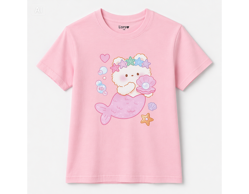 Áo Thun Bé Gái Nàng Tiên Cá Bé Nhỏ Màu Hồng L'orso