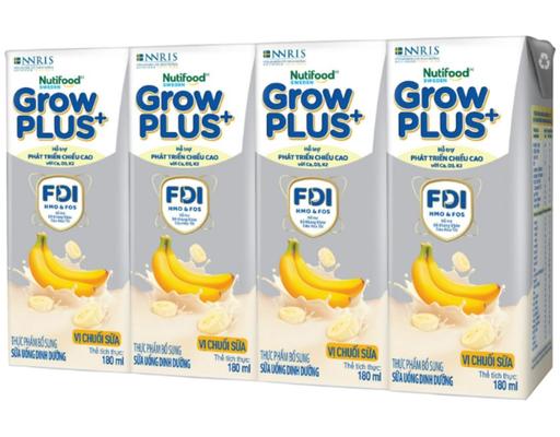 Lốc 4 Hộp Sữa Uống Dinh Dưỡng Vị Chuối Sữa 180ml Growplus+