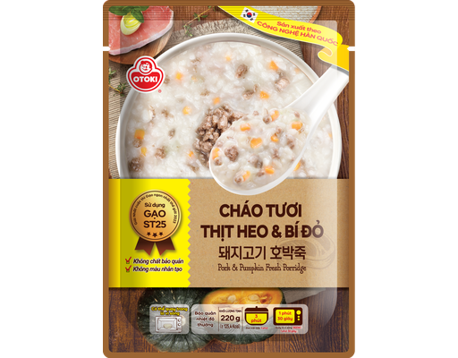 Cháo Tươi Thịt Heo Bí Đỏ Gói 220g Otoki