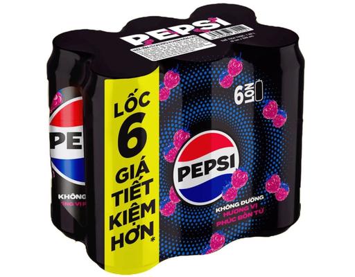 Lốc 6 Nước Ngọt Không Calo Vị Phúc Bồn Tử Lon 320ml Pepsi
