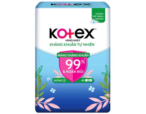 Băng Vệ Sinh Hàng Ngày Kháng Khuẩn Tự Nhiên Hương Trà Trắng London 15cm 40 Miếng Kotex