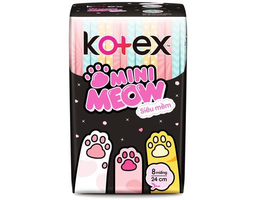 Băng Vệ Sinh Mini Meow Siêu Mềm Siêu Mỏng Cánh 24cm 8 Miếng Kotex