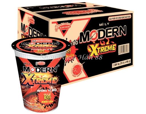 Thùng 24 Mì Ly Hương Vị Xtreme Bò 66g Modern